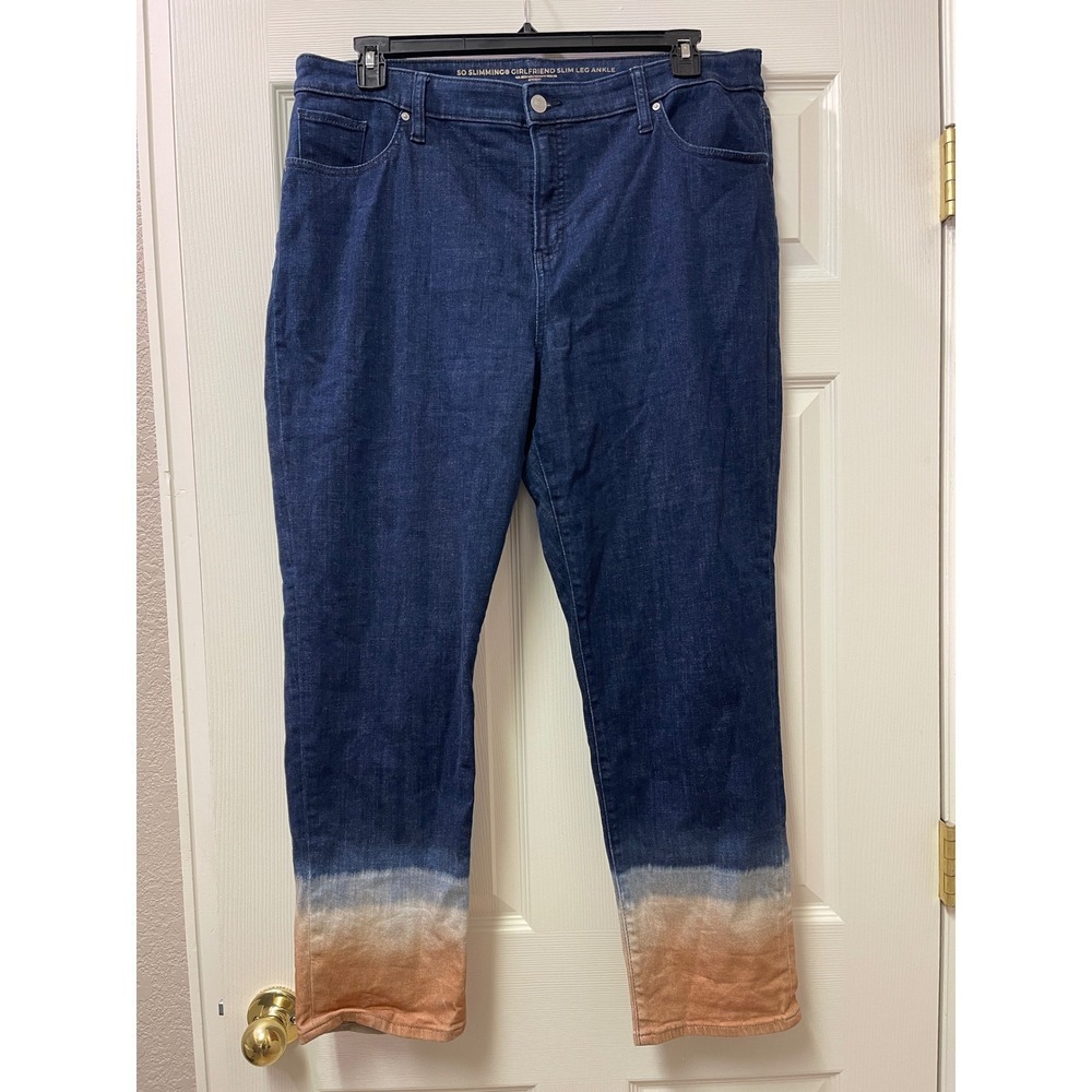 Chico's So Slimming Girlfriend‎ Jeans Size 3R US 16 Regular Ombre Fade - Picture 3 of 17